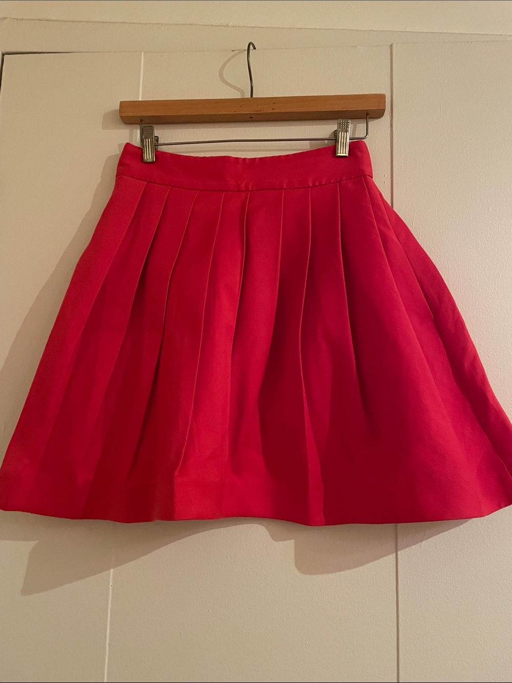 Women's Red Pleated A-Line Skirt